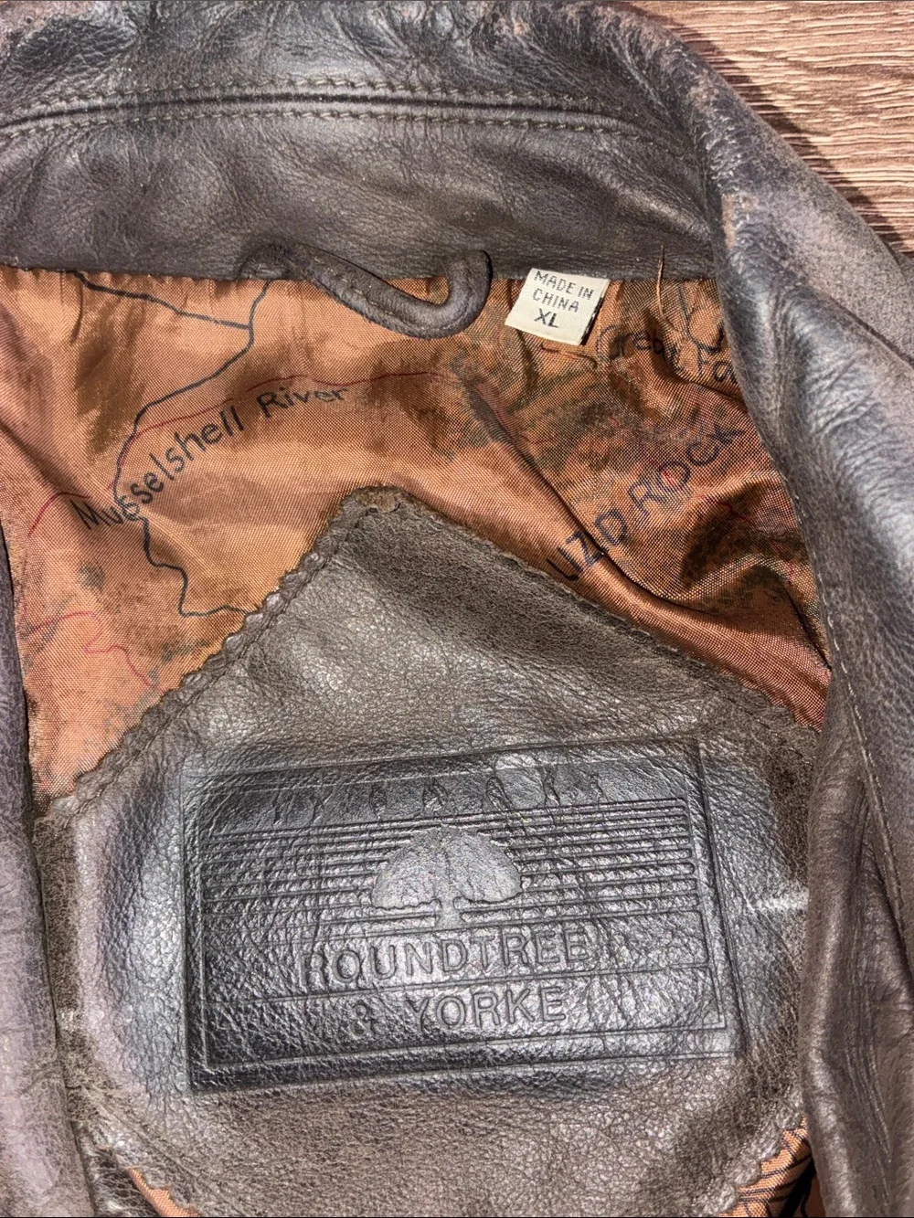 VINTAGE ROUNDTREE & YORKE LEATHER BOMBER MENS JACKET BROWN SIZE XL
